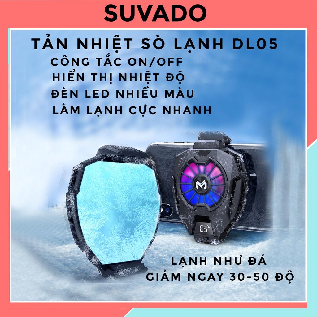 Quạt tản nhiệt điện thoại gaming MEMO DL05 sò lạnh siêu mát hiển thị nhiệt độ công tắc tắt bật cho điện thoại  SUVADO