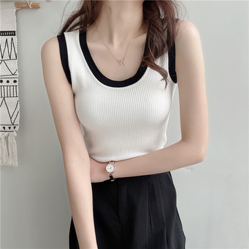 Áo kiểu dáng lửng giả hai lớp dệt kim phong cách Hàn Quốc thời trang mùa hè mới dành cho nữ