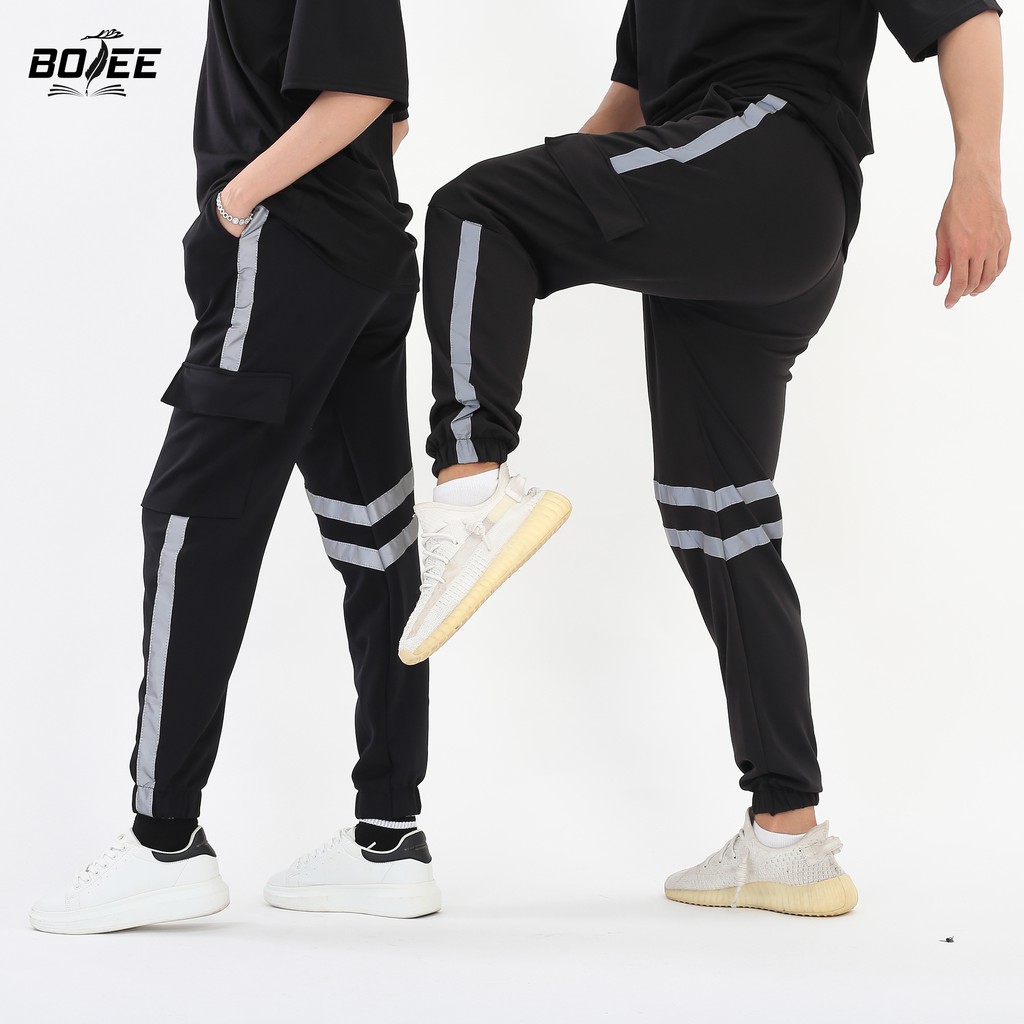 Quần jogger túi hộp Phản Quang BOTEE unisex nam nữ chất poly cao cấp