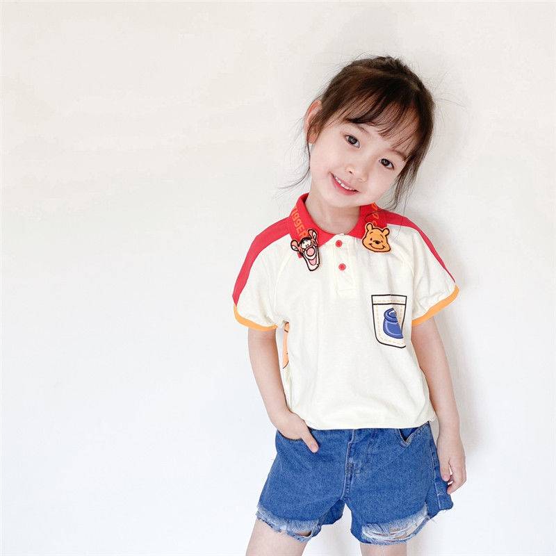 Boy girl lapel cartoon polo shirt short-sleeved baby