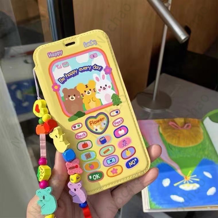 Bao Da Điện Thoại Nắp Lật Chống Sốc Hình Ba Chú Gấu Cho iPhone13 13promax 11 / 12pro XR