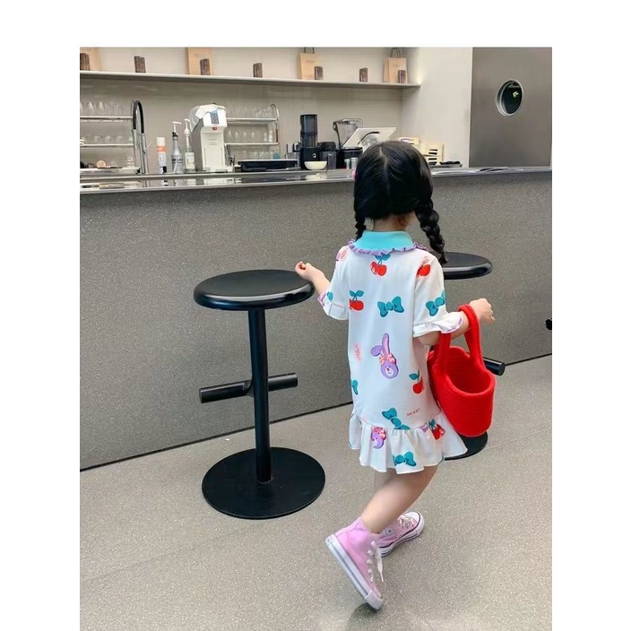 Đầm Mùa Hè Tay Cộc Có Cổ Công Chúa Hợp Thời Trang Cho Bé Gái 5 Tuổi