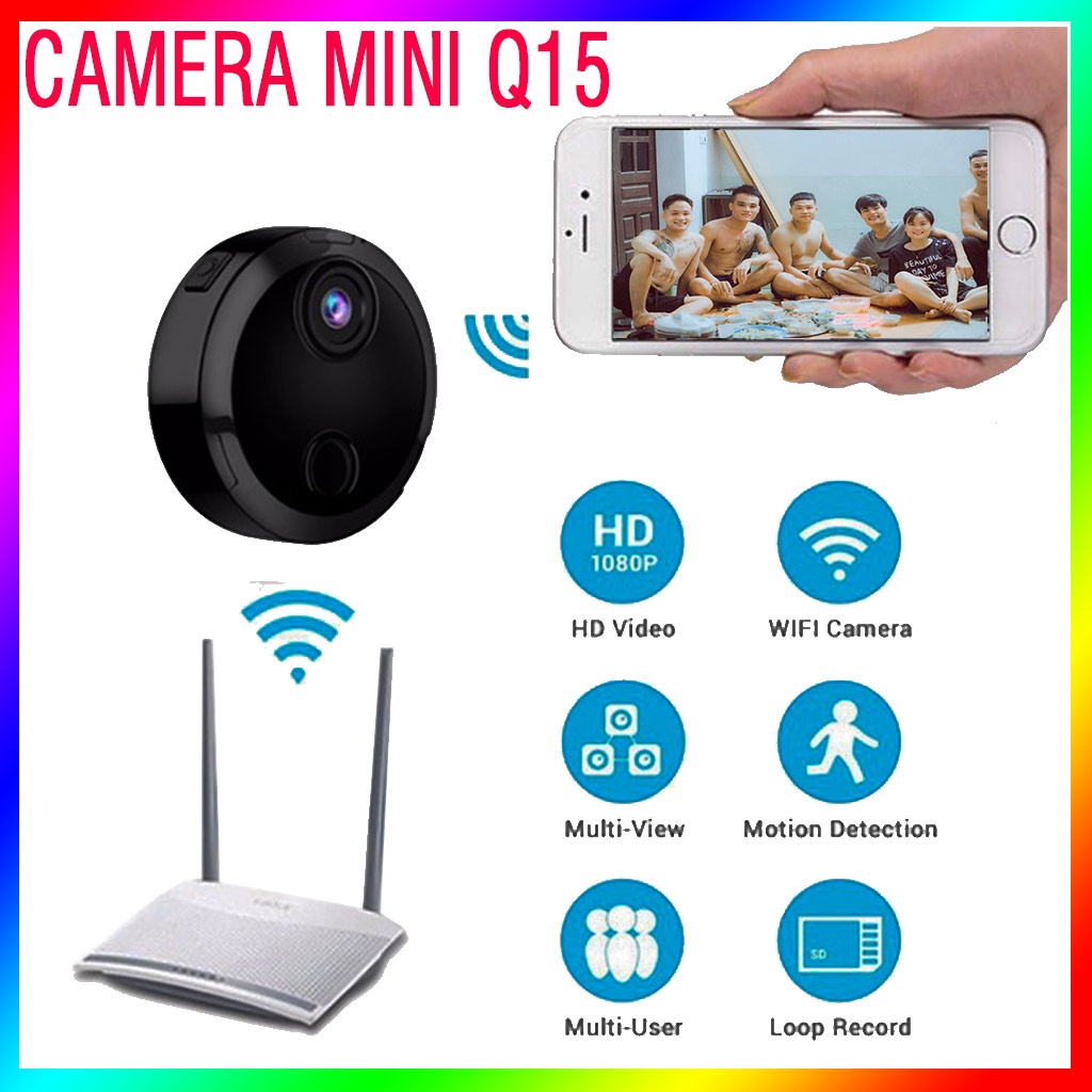 Camera giám sát hành trình Q15, Camera an ninh mini Q15 có hồng ngoại, Máy ghi hình ảnh chất lượng HD zoom quang học 12x