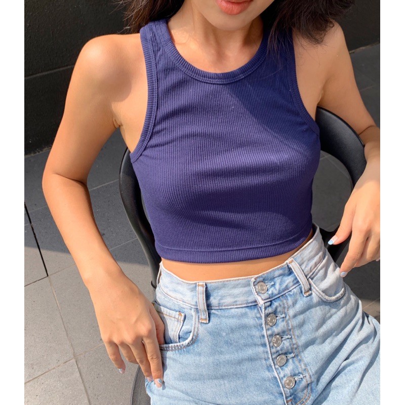 Áo ba lỗ nữ trơn dáng croptop chất thun gân Mỹ ( Basic TankTop) | BigBuy360 - bigbuy360.vn
