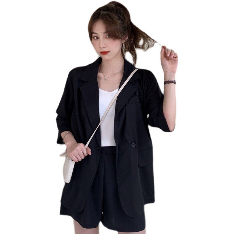 Women's Korean style suit suit casual loose suit jacket shorts two-piece suit