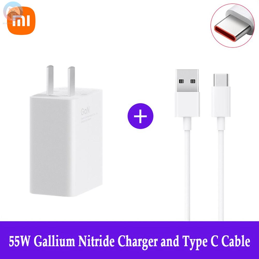 Ê Xiaomi 55W GaN Fast Charger &amp; Type-C Charging Cable MINI Quick Charger GaN Technology Safe Power Adapter Compatible for Andriod/Xiaomi 10/Redmi K30/Smartphone