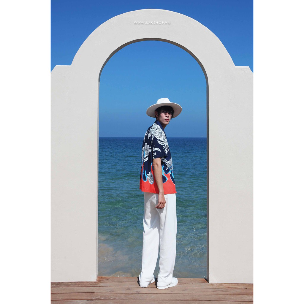 Áo sơ mi nam Oversized Flower Flame Short Sleeve