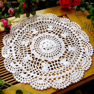Khăn trải bàn ren hoa màu trắng 35cm