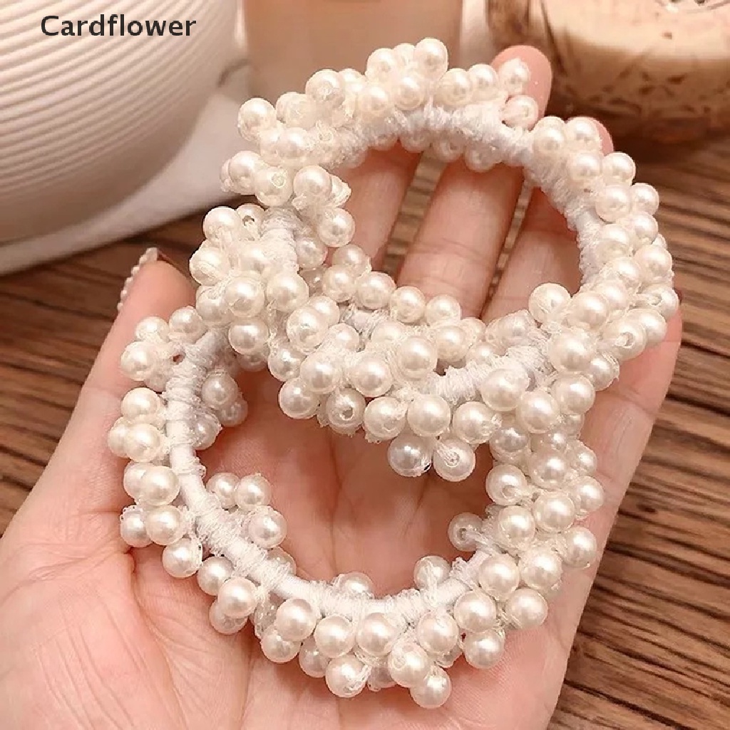 &lt; Cardflower &gt; Dây Buộc Tóc Cao Su Đính Hạt Ngọc Trai Thanh Lịch Cho Nữ Giảm Giá