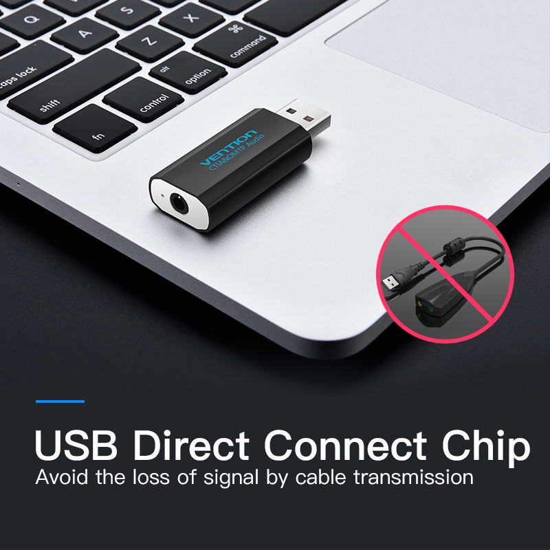 Đầu Chuyển Đổi Âm Thanh Vention 2 Trong 1 Từ Cổng USB Sang Giắc Cắm 3.5mm