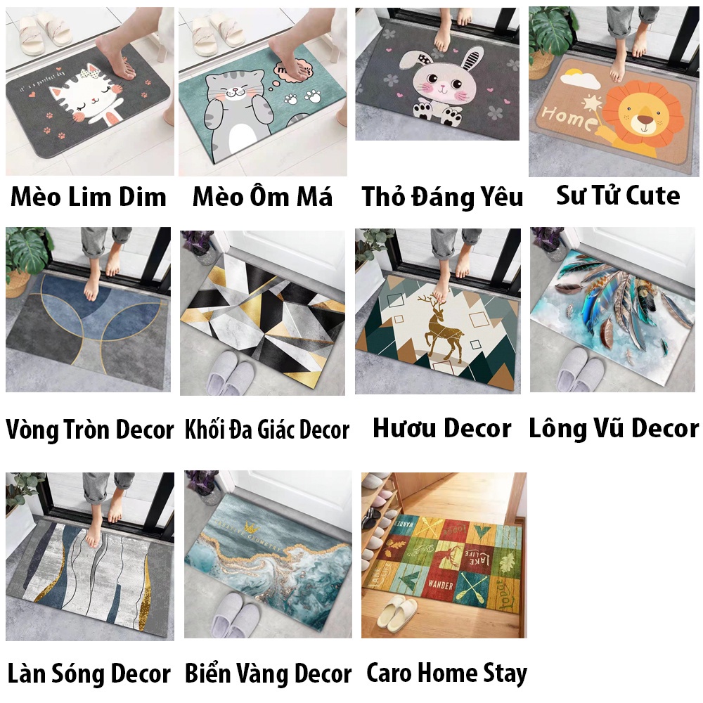 [Tổng Kho Sỉ] THẢM LAU CHÂN Nhà Tắm, Phòng Khách, Phòng Ngủ 3D K1 Cá Tính CHỐNG TRƠN TRƯỢT 39x60CM