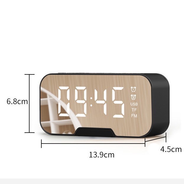 Đồng Hồ Kiêm Loa Bluetooth Mặt Gương Hiển Thị Đèn Led