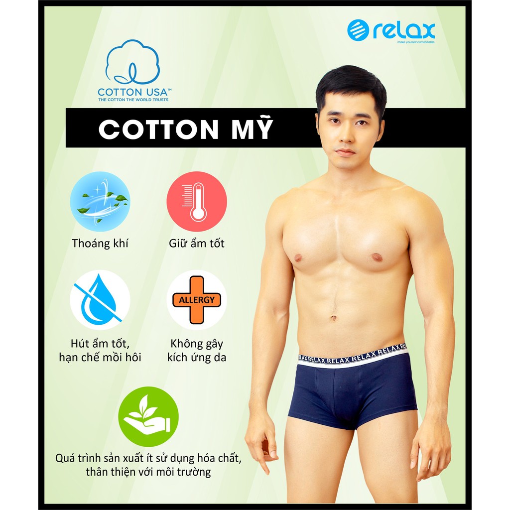 Quần Lót Nam Relax RLTK063 Trunk -Cotton Mỹ-KhángKhuẩn ,Thoáng Mát-Co Gian 4Chieu