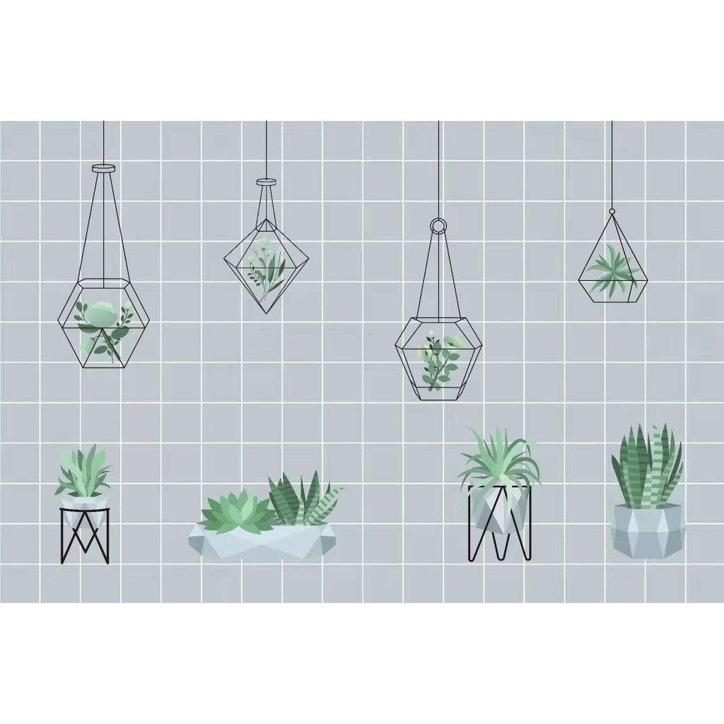Decal dán bếp tráng nhôm Ô VUÔNG TREO XÁM khổ rộng 60cm