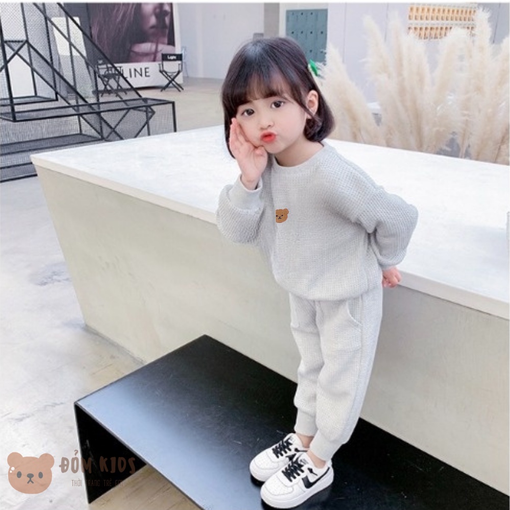 Bộ dài tay cho bé, Bộ thu đông bé gái bé trai cotton tổ ong thoáng mát DOBO068