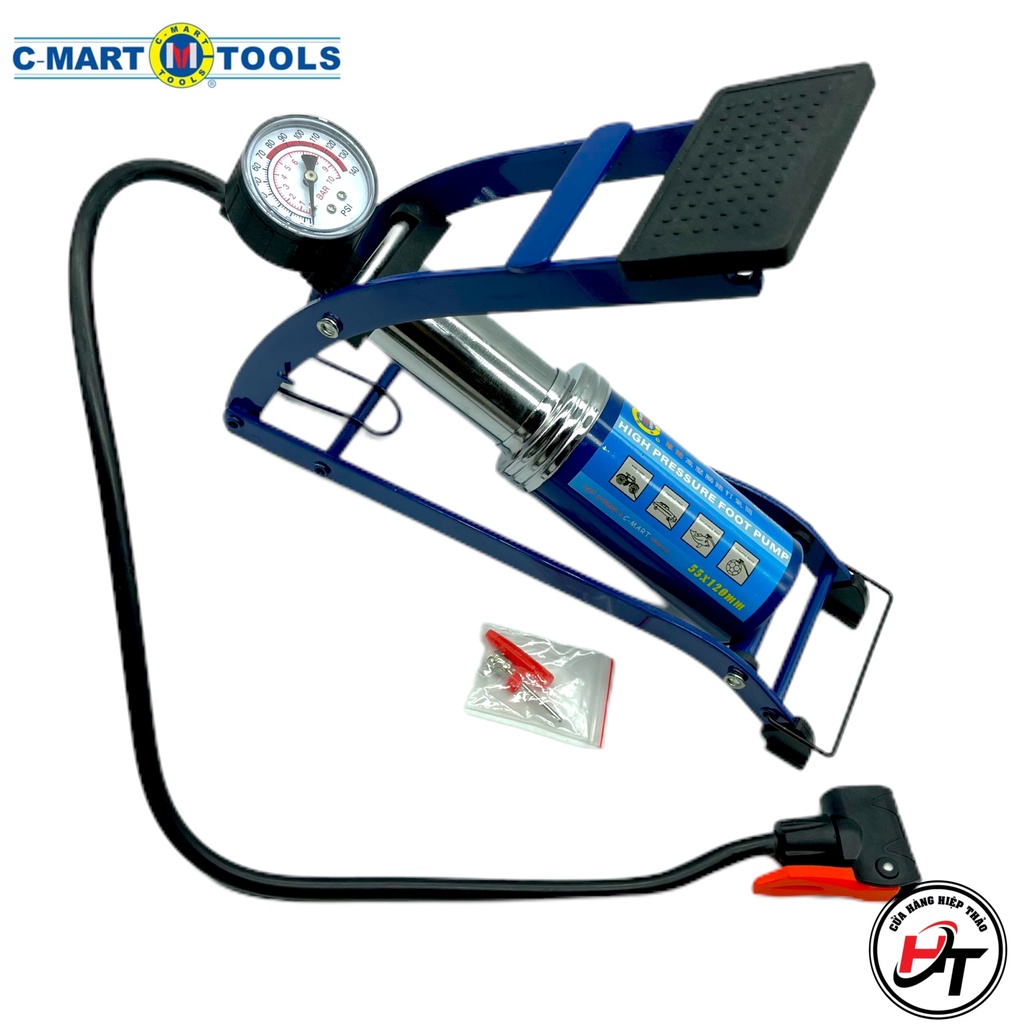 Bơm đạp chân xe máy xe đạp lốp ô tô bóng hơi 2 ống xilanh CMART L0001 BC-CM-L0001