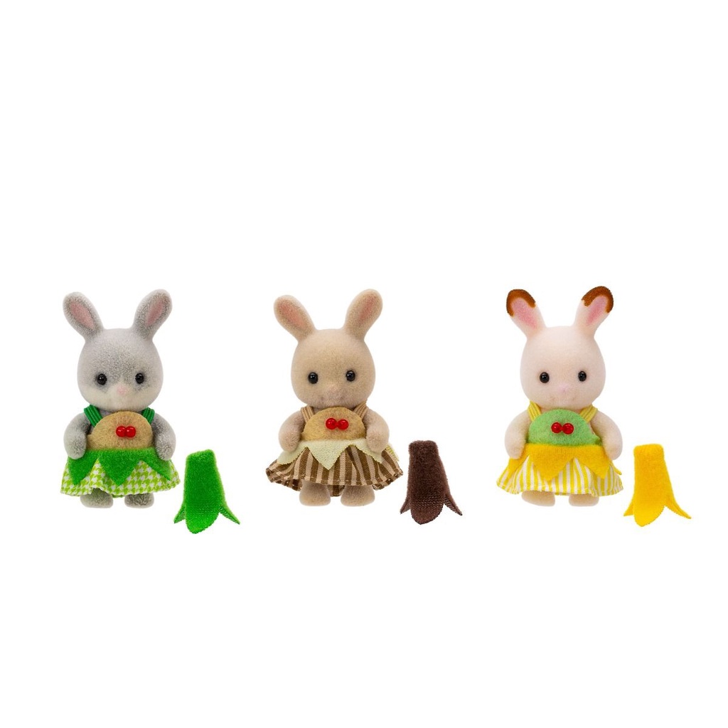 Sylvanian Families Bộ 3 Em Bé Gái Siêu Đáng Yêu Baby Trio Cuties Banana