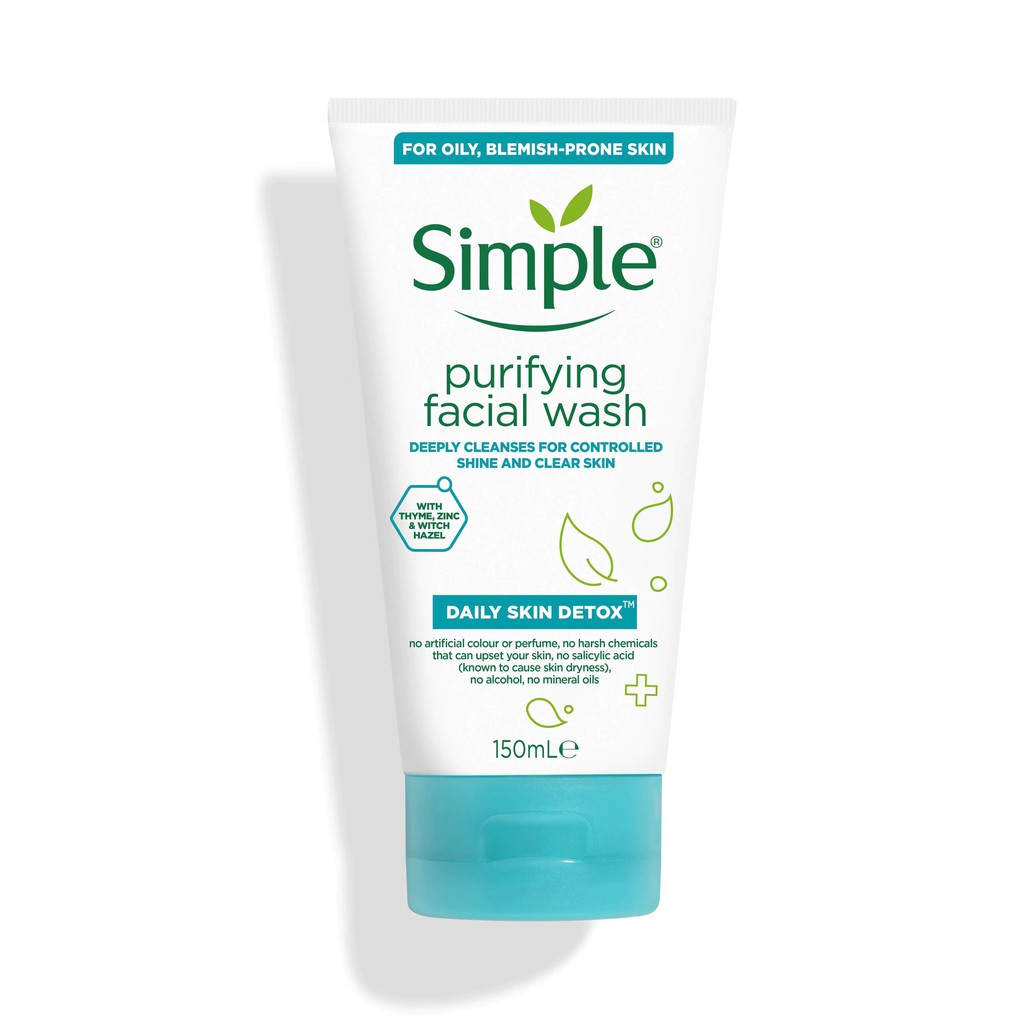 [TOP 1 SHOPEE] Sữa rửa mặt da dầu, mụn Simple Daily Skin Detox Purifying Facial Wash 150ml (Bill Anh)