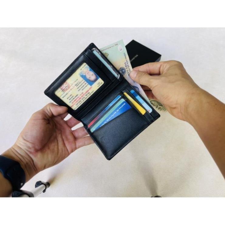 Ví nam mini, bóp nam đứng da bò thật nhập khẩu Safira - thời trang Olux - fullbox