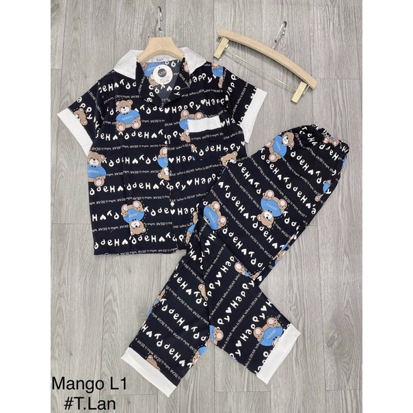 Bộ pijama lụa quần dài áo cộc mặc nhà hàng thiết kế siêu xinh