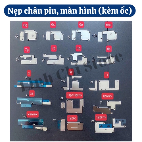 Nẹp chân pin, màn hình kèm ốc 6-12prm