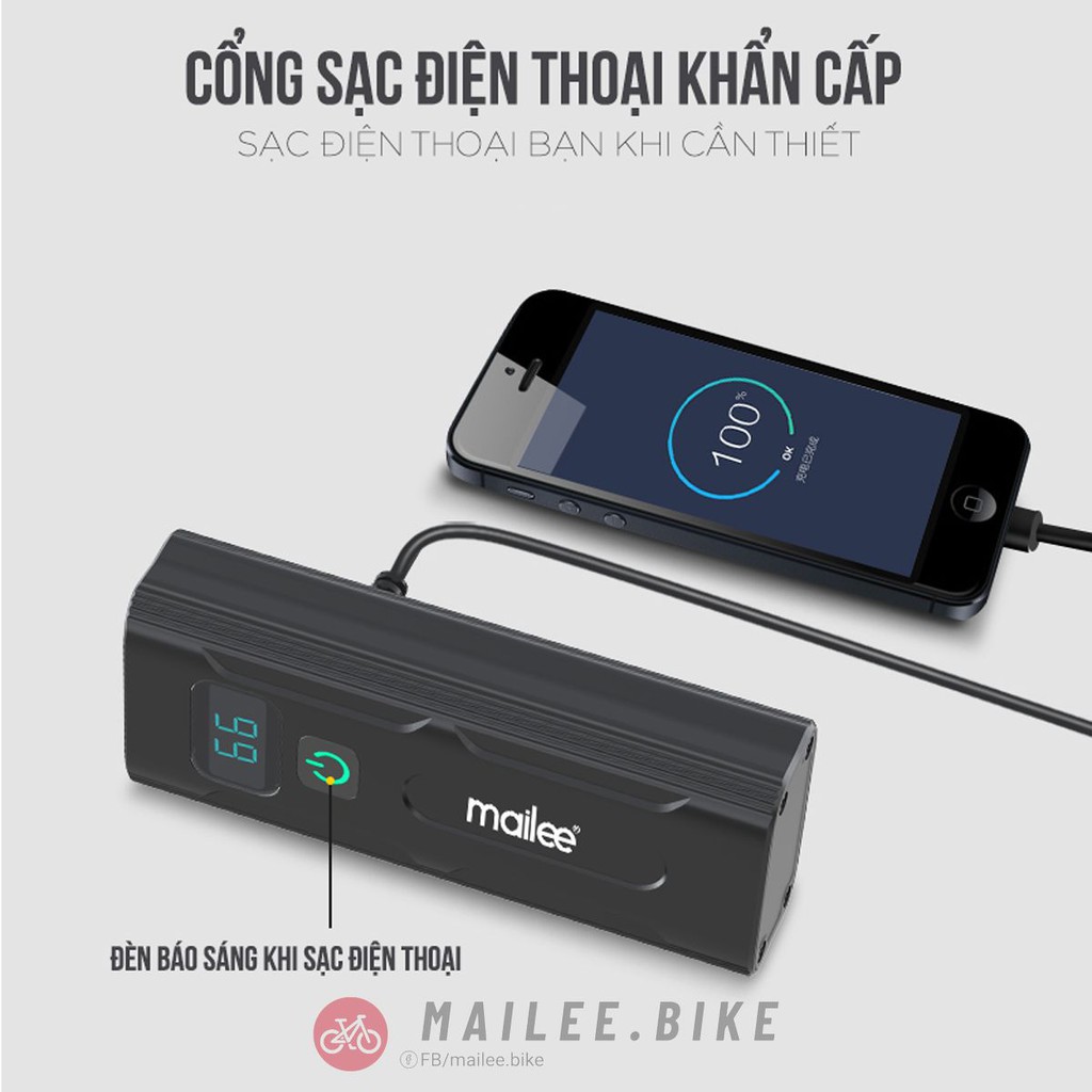 Đèn Pha Trước Xe Đạp Siêu Sáng Có Đồng Hồ Hiển Thị Thời Lượng Pin Còn Lại - Sạc Pin Cho Điện Thoại- Chống Nước Cao Cấp