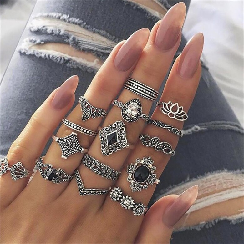 Set 6 Nhẫn Đeo Đốt Ngón Tay Thời Trang Cho Nữ