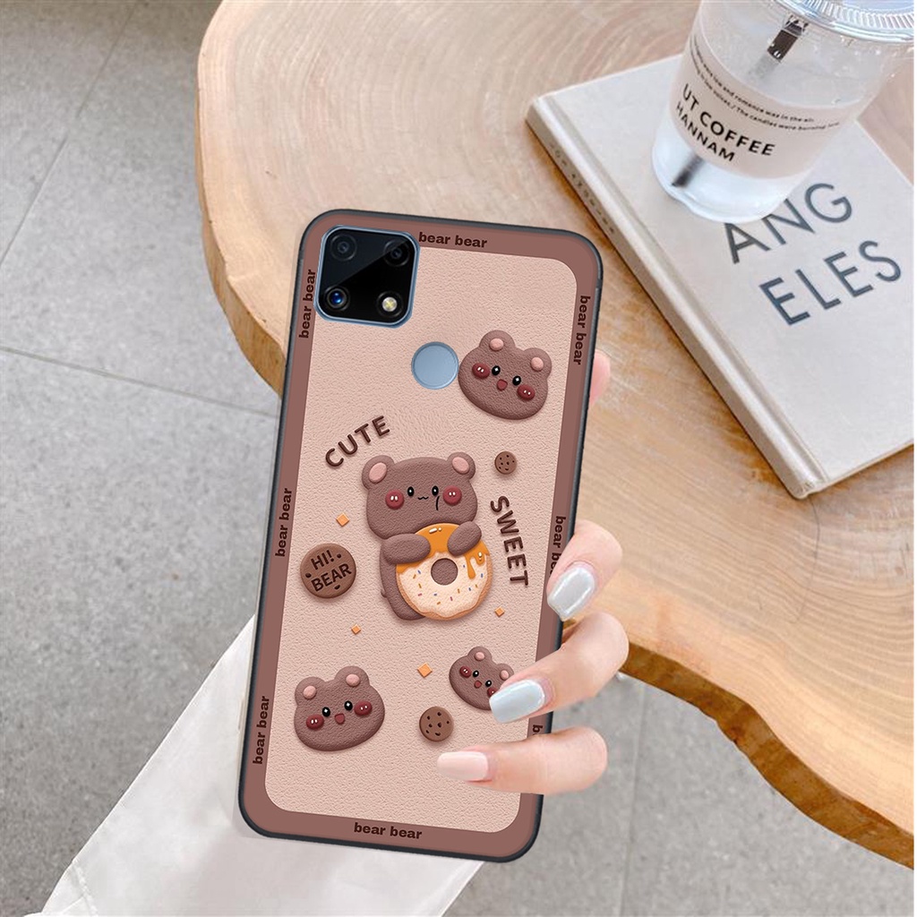 Ốp lưng Realme C25 in hình Gấu nâu - hồng, Gấu Be@rick  cực CUTE, DỄ THƯƠNG