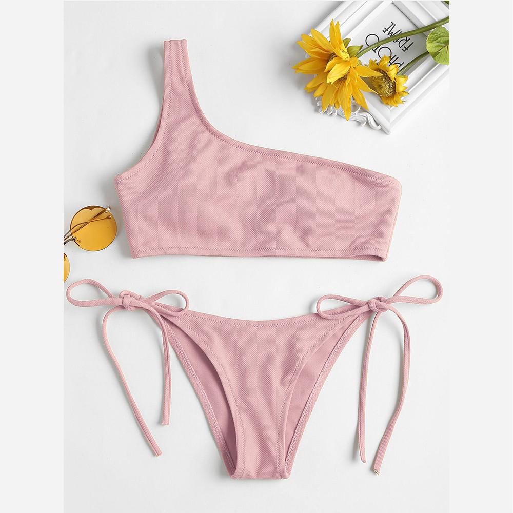 Bikini màu trơn phối dây cột quyến rũ