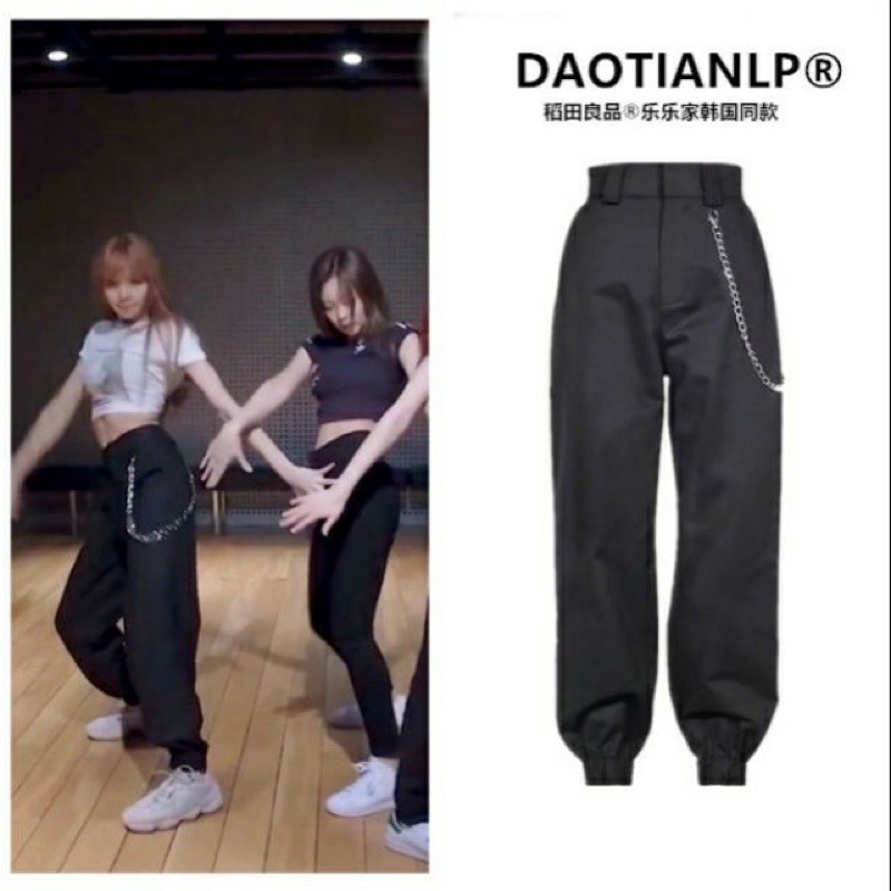 (Sẵn S) Quần Baggy Jogger Lisa Blackpink Quần Nhảy Có Dây Xích Thời Trang