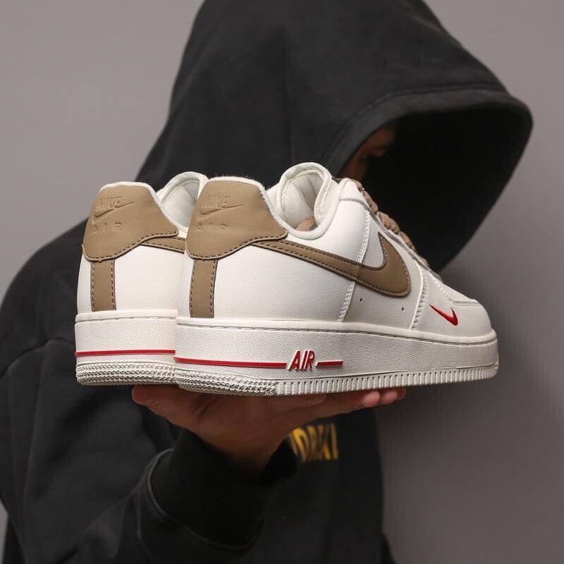 [ Thanh Lí ] Giày Sneaker AF1 custom vệt nâu, air force 1 white brown bản mới
