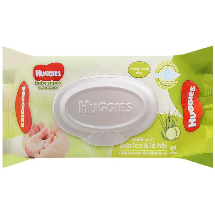 [HCM] Khăn ướt Huggies không mùi - 64 miếng