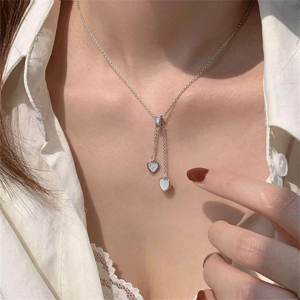 QQMALL Vòng cổ Thép Titan Mặt Trái Tim Xinh Xắn Cho Nữ