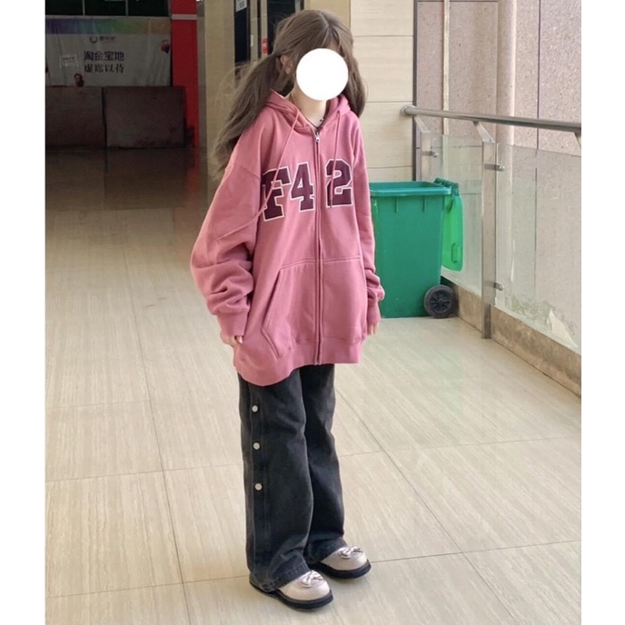 Áo Hoodie Zip F426 Form Rộng Tay Phồng Unisex Video Tự Quay