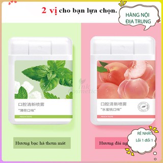 Xịt thơm miệng hàng nội địa trung-Chăm sóc răng miệng ,khử mùi sạch khuẩn có 2 vị hương đào và hương bạc hà