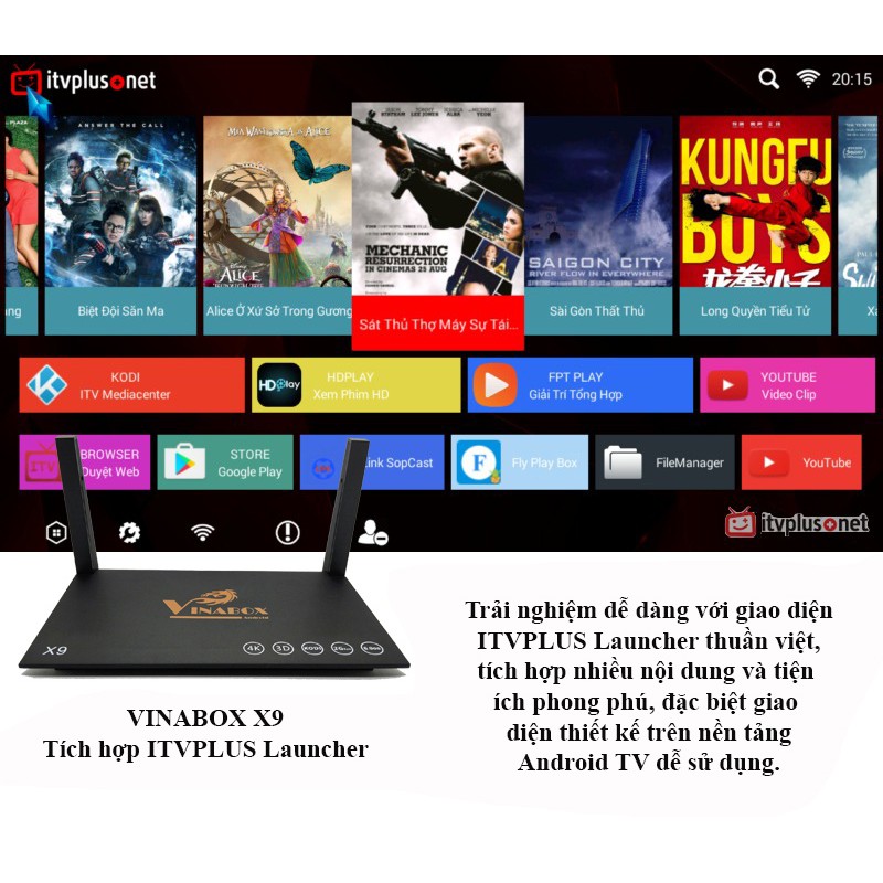 Android Tivi box Vinabox X9 (Rockchip RK 3229/Mail 450MP/2G/16G)
