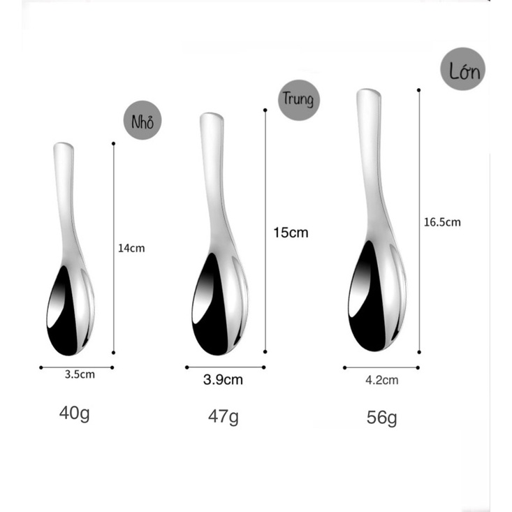 Muỗng, Thìa Cơm Phở Súp Inox SU304