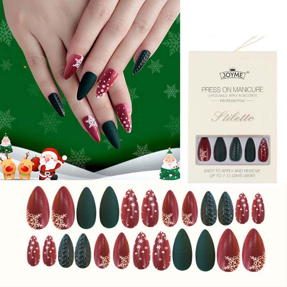 OCEANMAP Móng Tay Giả Thời Trang Họa Tiết Giáng Sinh