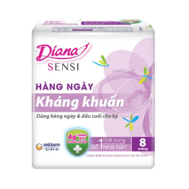 Băng Vệ Sinh Diana Sensi Hằng Ngày Kháng Khuẩn (gói 8 miếng)