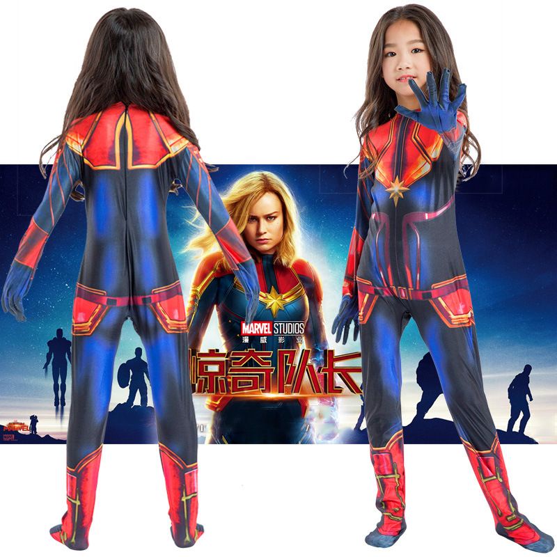 Trang phục Cosplay Siêu nhân Siêu Anh Hùng Captain Marvel cho bé gái