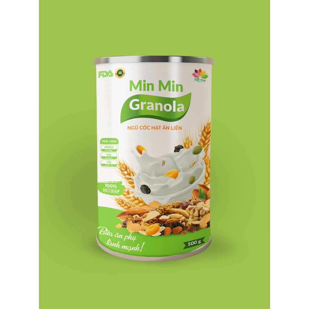 Granola Min Min Siêu Hạt Dinh Dưỡng, Ngũ Cốc ăn kiêng 1 hộp 500gr