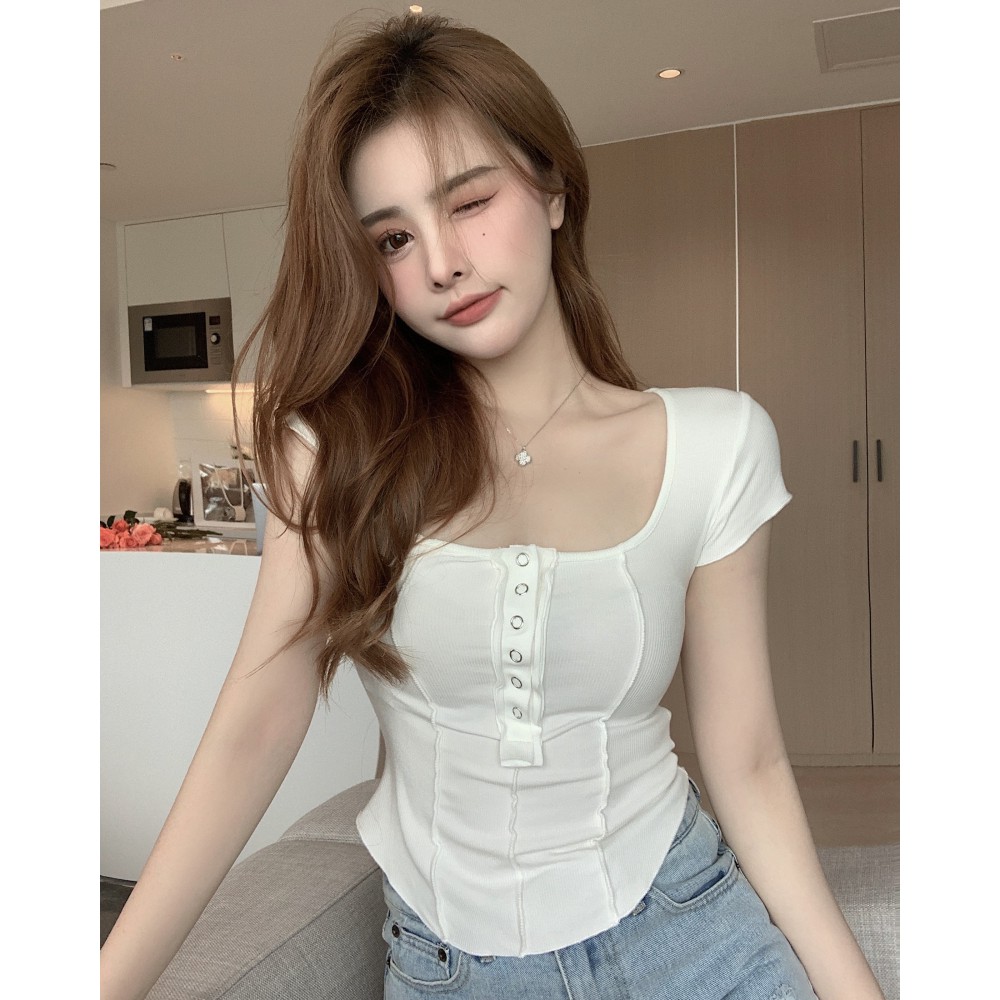 Áo Thun Tay Ngắn Cổ Chữ U Thời Trang Dành Cho Nữ