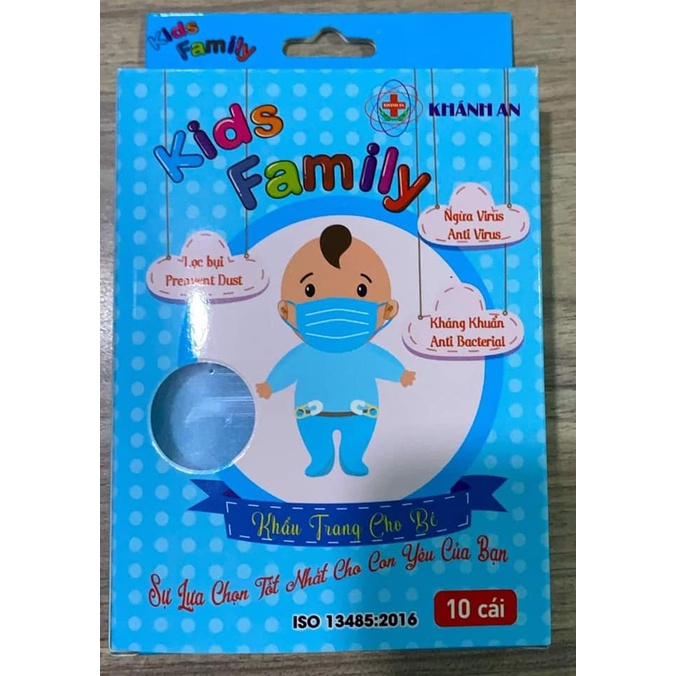 Khẩu trang em bé KISS FAMILY Khánh An size M (size M cho bé từ 3-5 tuổi)