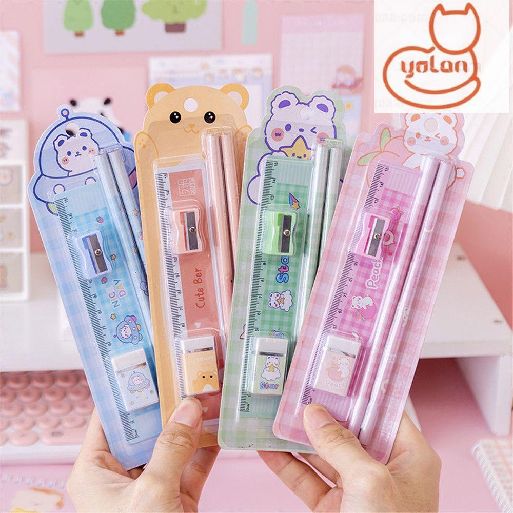 Set 5 món dụng cụ học tập gồm bút chì / tẩy bút chì / tẩy tiện lợi cho học sinh