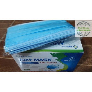 50 CHIẾC KHẨU TRANG Y TẾ 4 LỚP MÀU XANH HÀNG CÔNG TY AMY MASK