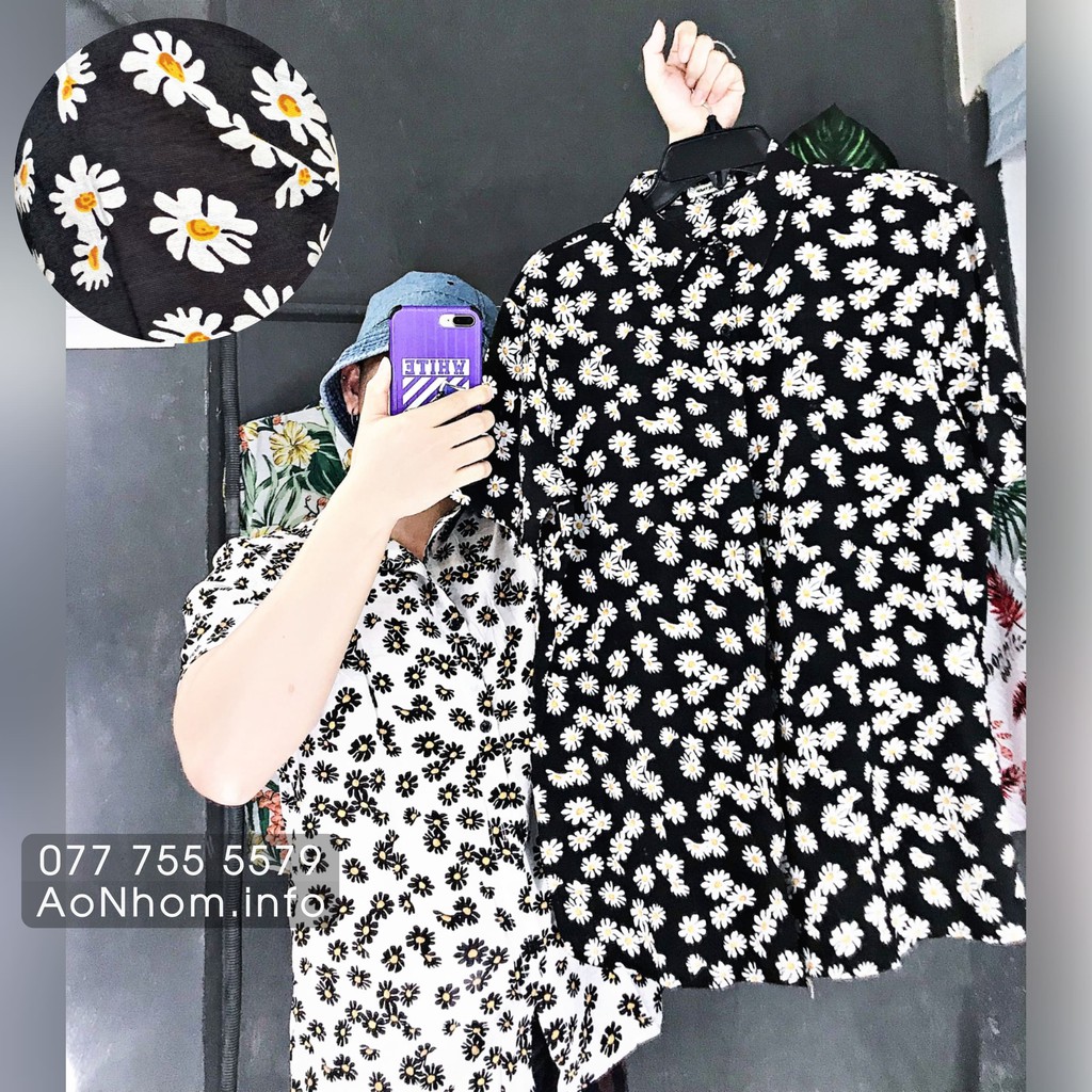 Áo sơ mi đi biển mềm mát - Bông cúc nhỏ - Có đủ size Em Bé, S, M, L, XL, XXL, XXXL, có Bigsize trên 100kg - #AB051