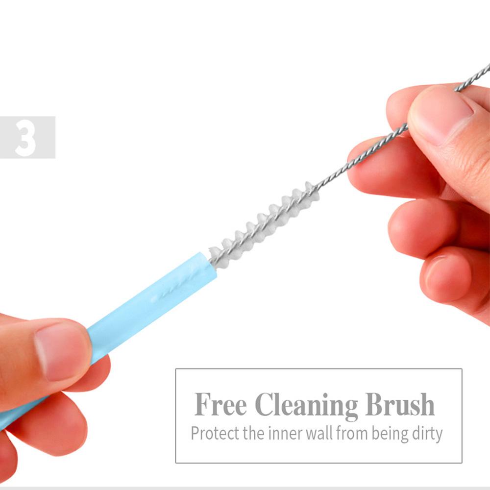 Ống Hút Nhiều Màu Có Thể Tái Sử Dụng Kèm Cọ Vệ Sinh