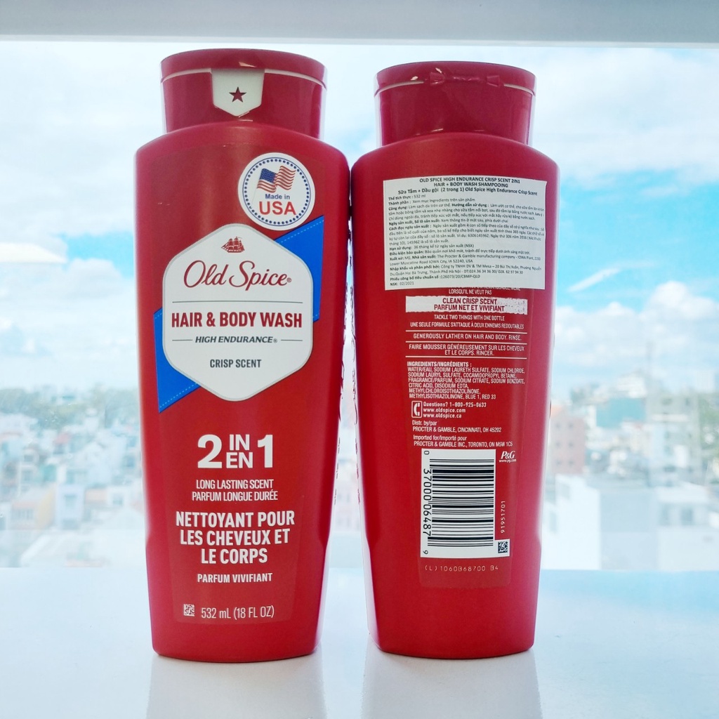 Tắm gội nam OLD SPICE High Endurance 2 in 1 532ml (Hàng Mỹ)