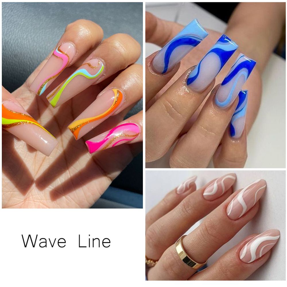 Đề Can Trượt OKDEALS|Miếng Dán Trang Trí Móng Tay 3D Họa Tiết Đường Kẻ Thời Trang