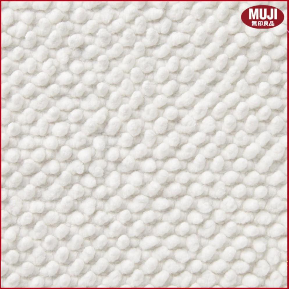 ( MUJI NHẬT BẢN ) THẢM NHÀ TẮM COTTON ẤN ĐỘ CHENILLE PHA - TRẮNG NGÀ, S 36x60cm